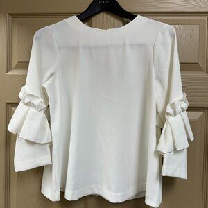 White Ruffle Sleeve Blouse